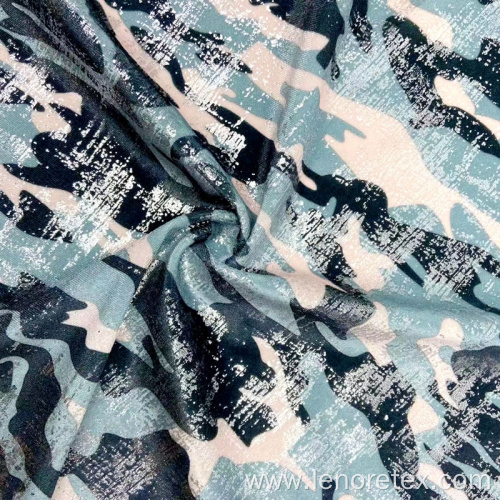 Polyester Stretch Knit Velvet Foiled Digital Print Fabric